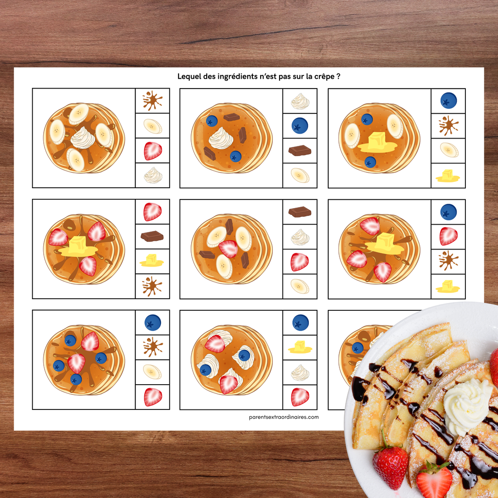 Cartes à pincer thème crêpe au sirop d'érable
