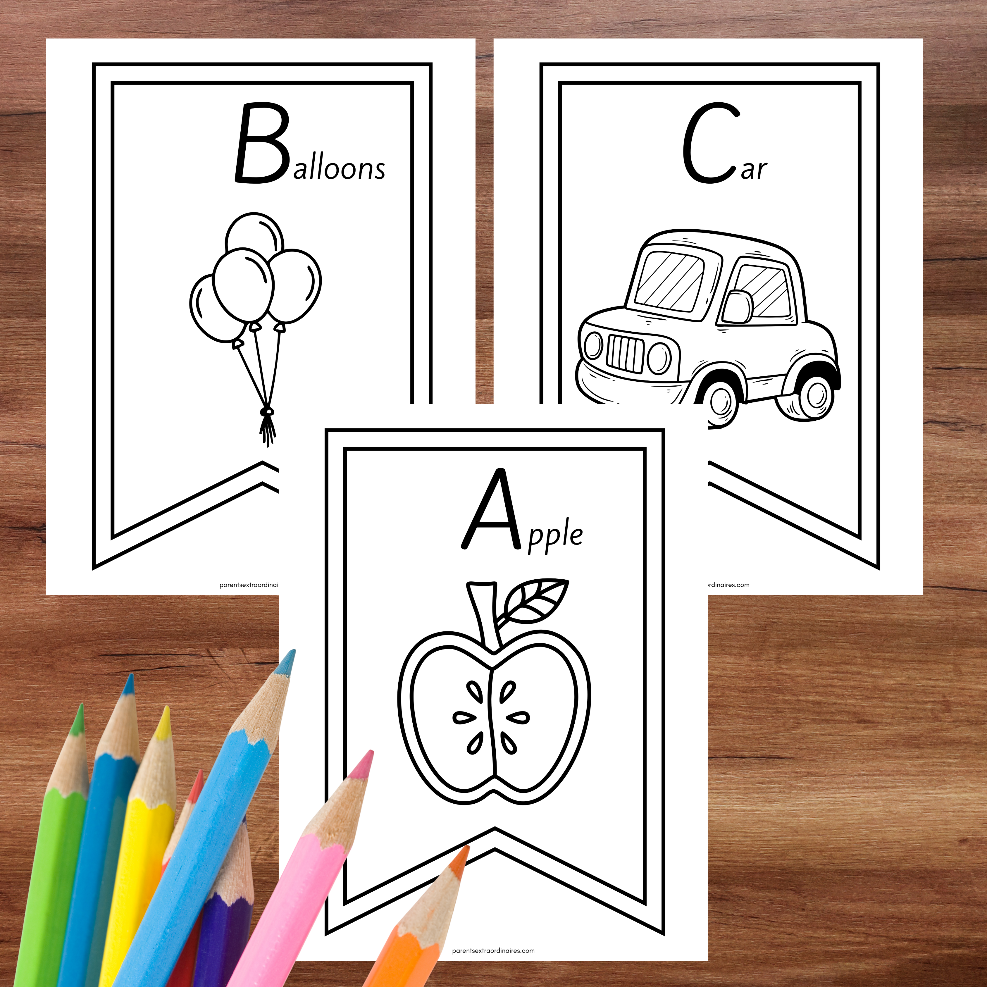 Bannières et coloriages de l'alphabet