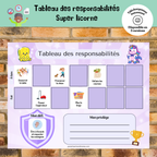 Tableau des responsabilités : super licorne