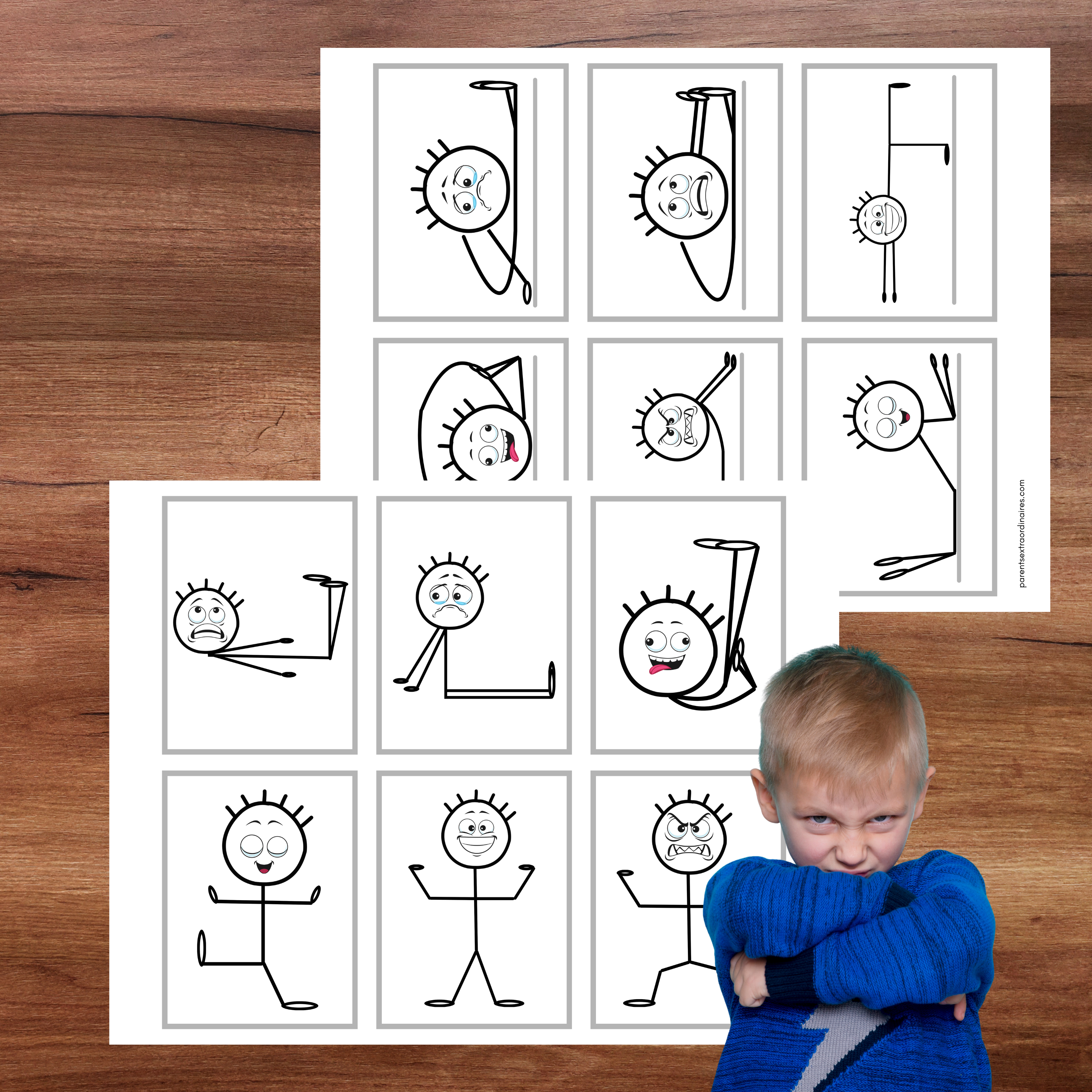 Cartes d'activité motrice : bonhommes allumettes