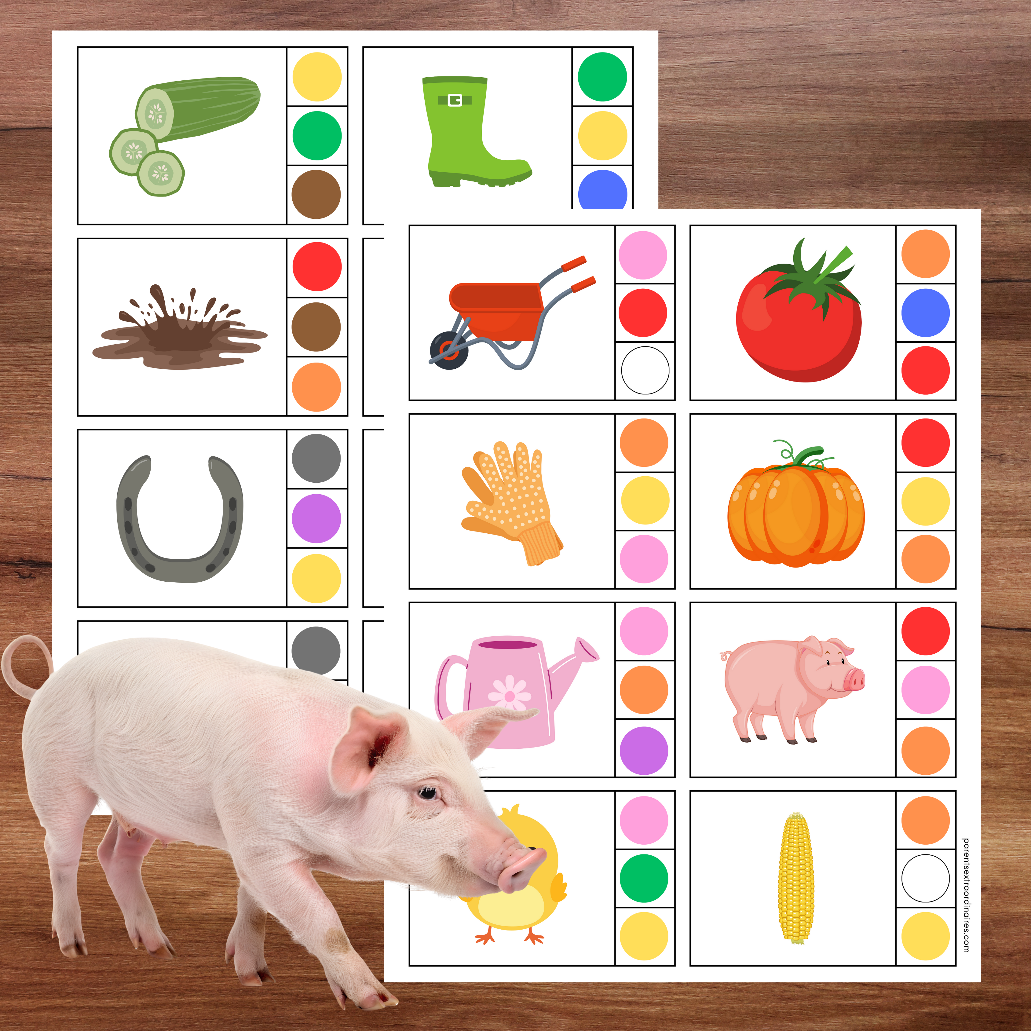 Cartes à pincer : thème agriculture