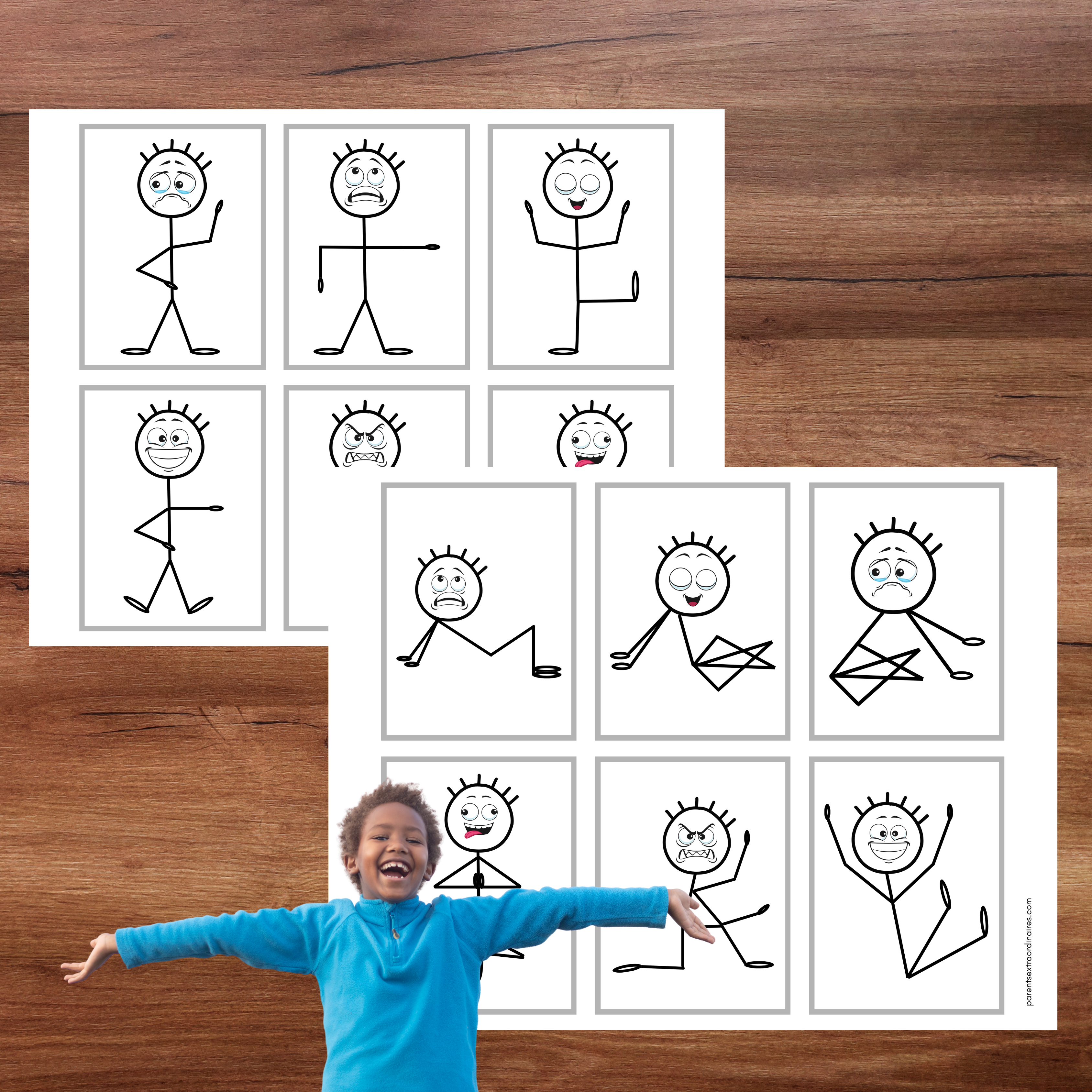Cartes d'activité motrice : bonhommes allumettes