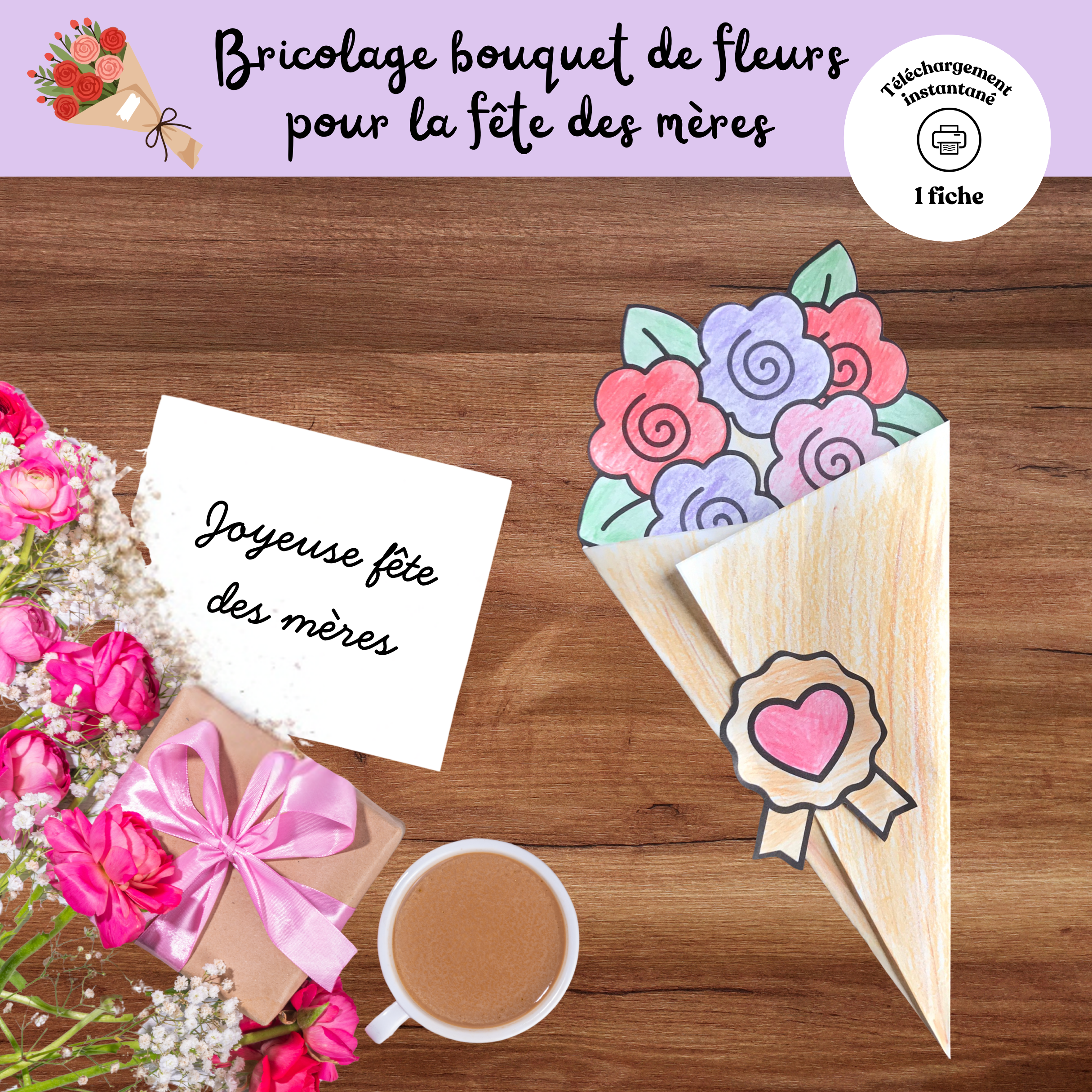 Bricolage bouquet de fleurs pour fête des mères