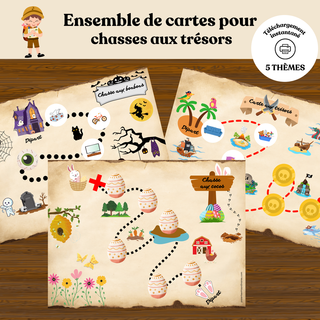 Ensemble de cartes pour chasses aux trésors