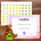 Tableau d'apprentissage de la propreté et certificat : thème fée