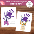 Affiches Bouquet de fleurs : empreintes de mains pour fête des mères
