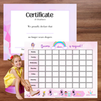 Tableau d'apprentissage de la propreté et certificat : thème fée