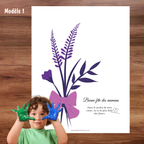 Affiches Bouquet de fleurs : empreintes de mains pour fête des mères
