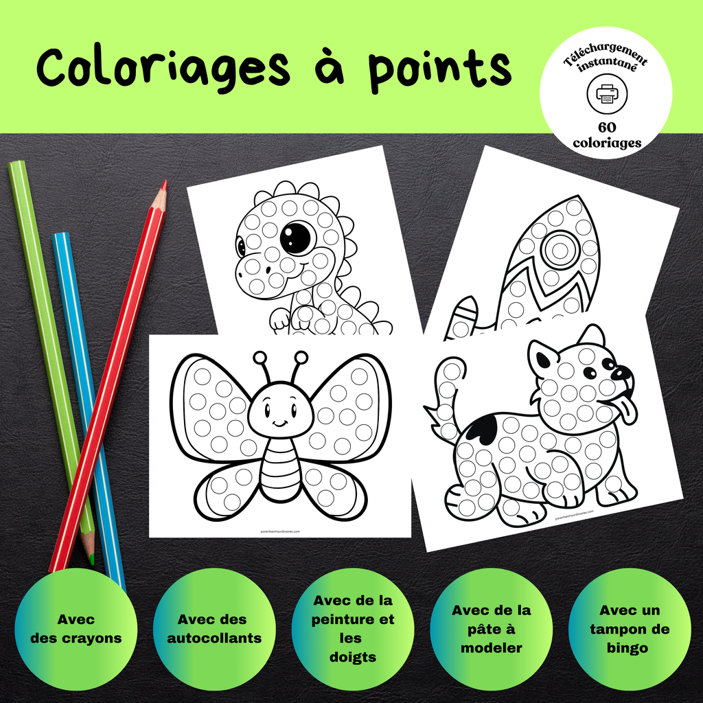 Ensemble de coloriages à points