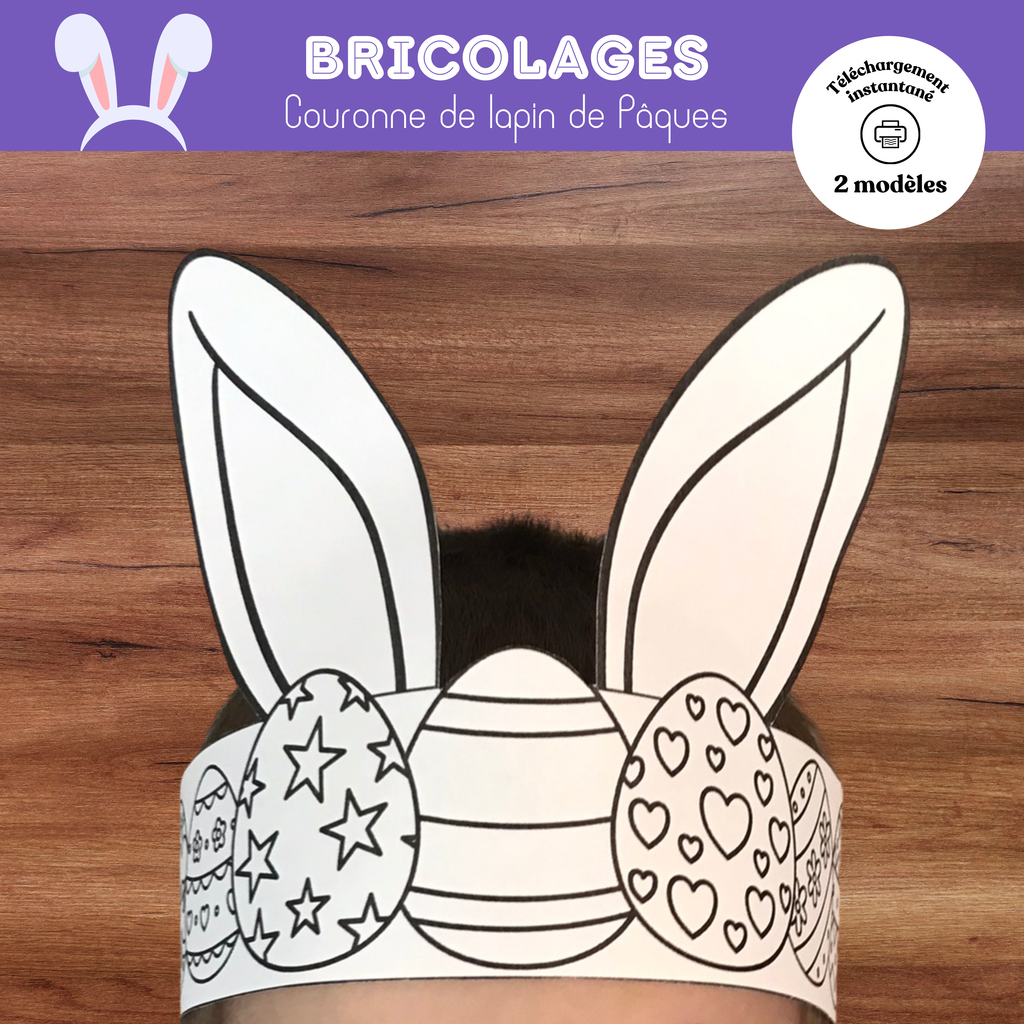 Bricolages couronne de lapin de Pâques