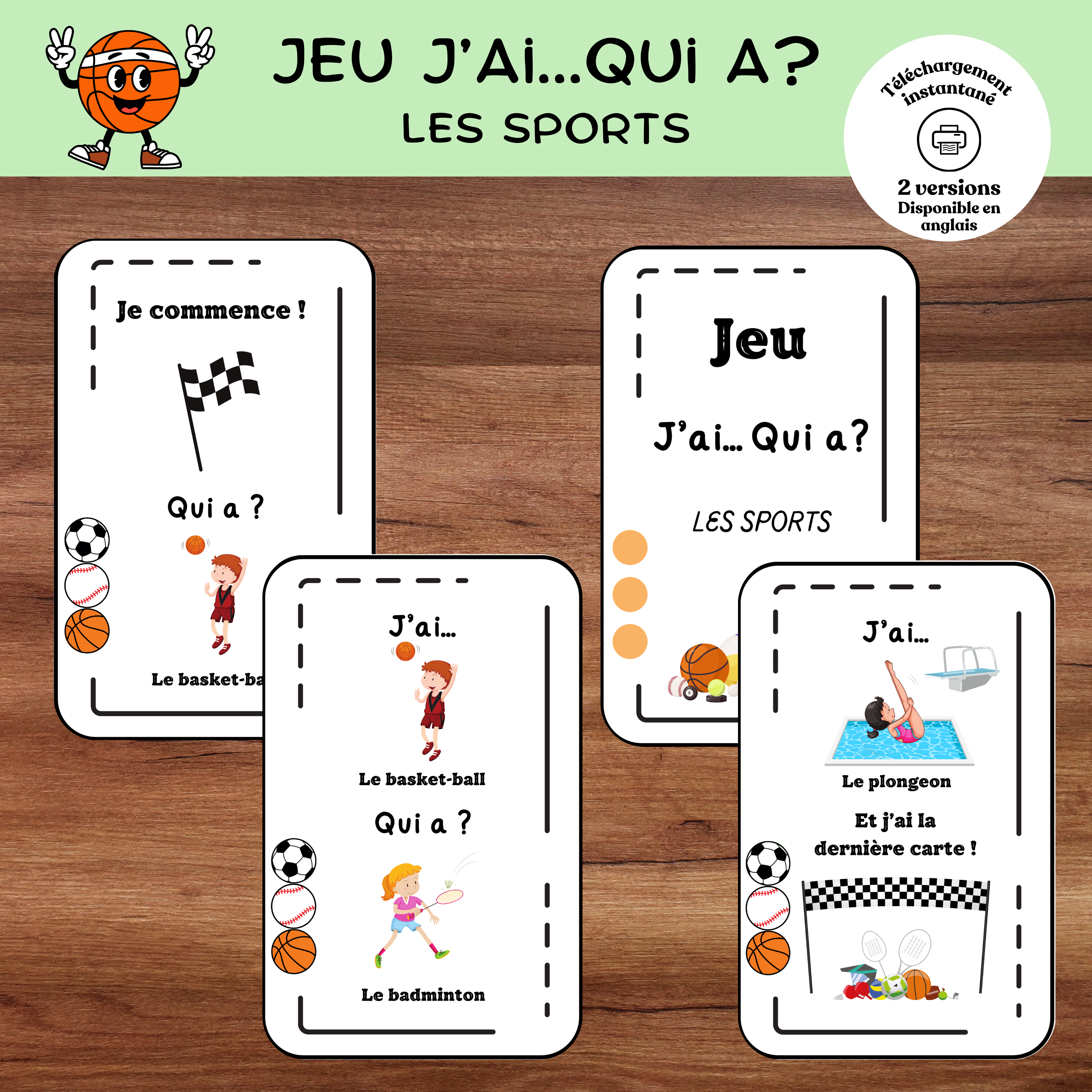 Jeu j'ai...qui a? : thème les sports
