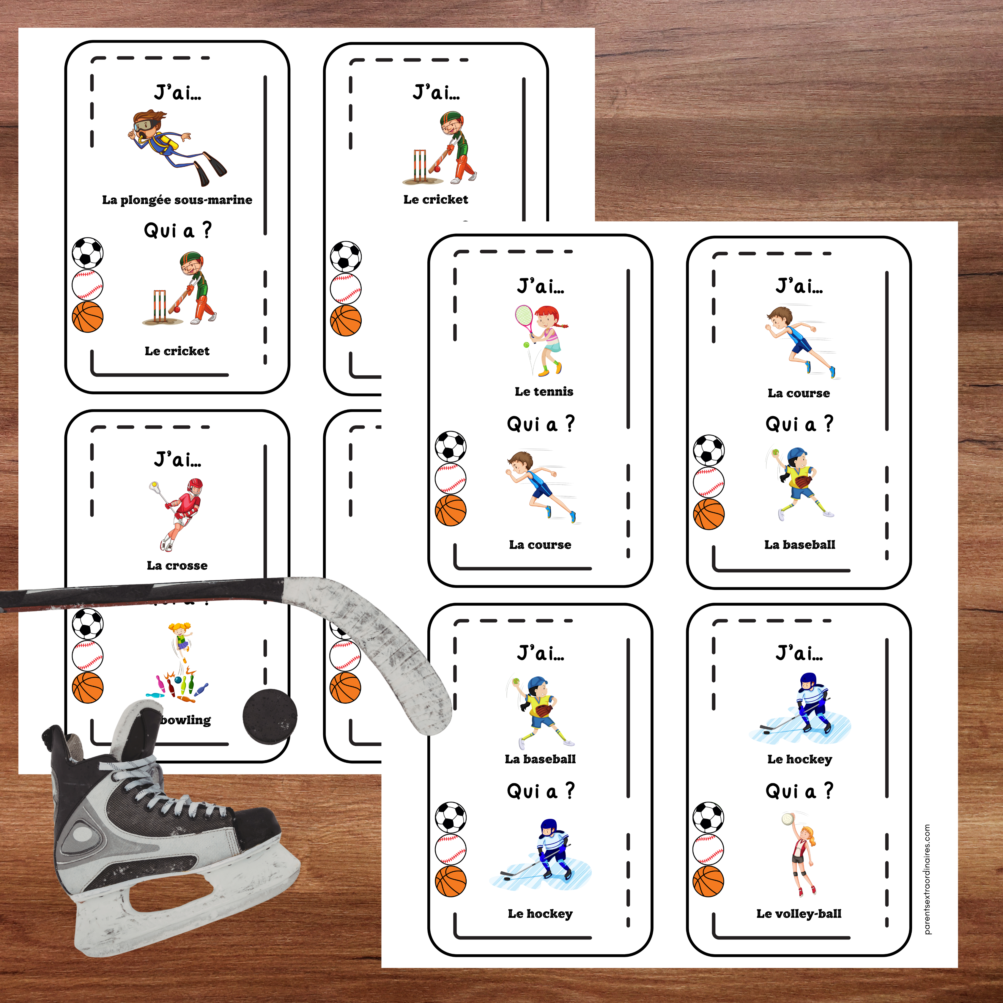 Jeu j'ai...qui a? : thème les sports