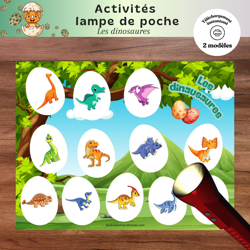 Activité lampe de poche : les dinosaures