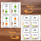 Jeu j'ai...qui a? : thème les fruits et légumes