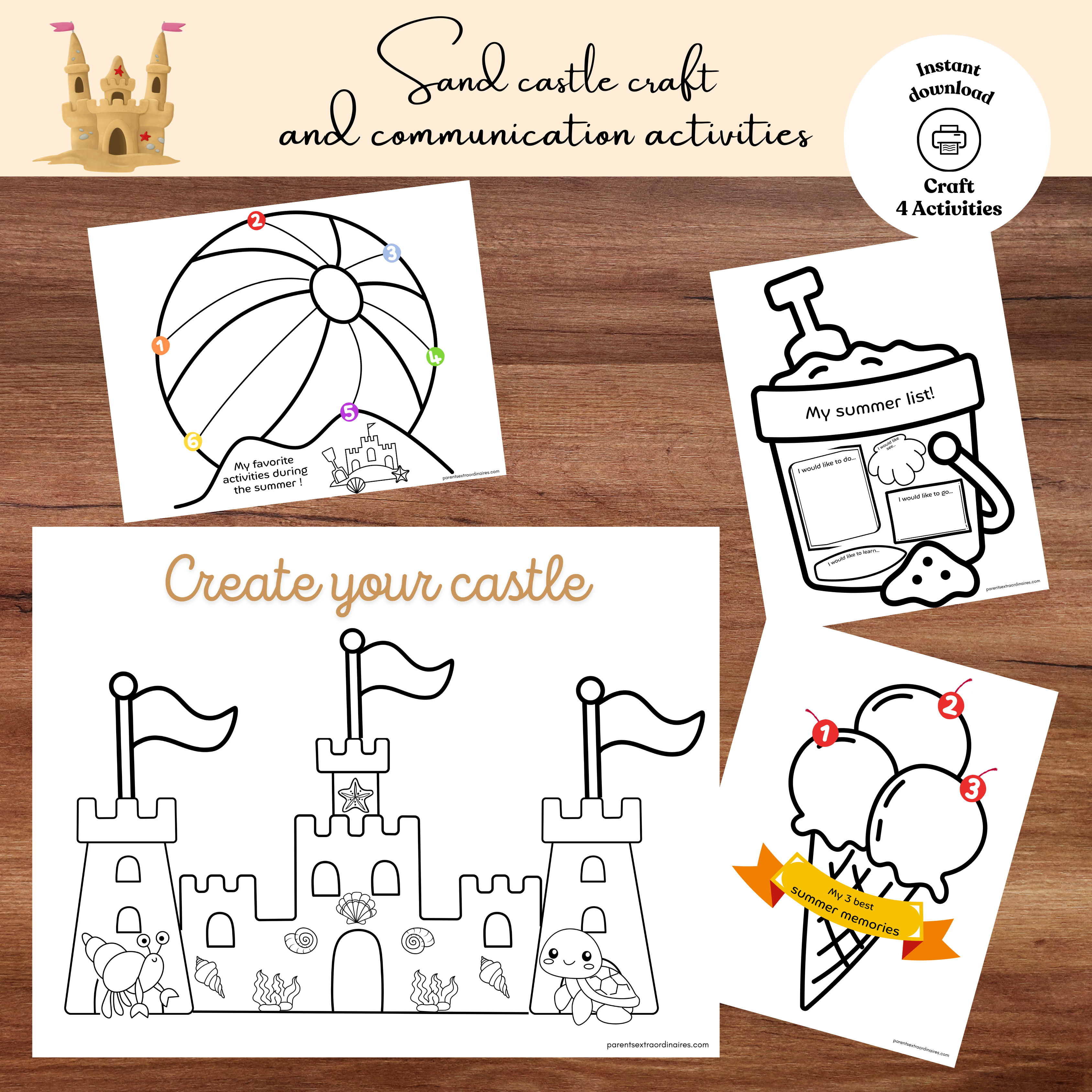 Bricolage château de sable et activités de communication