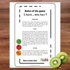 Jeu j'ai...qui a? : thème les fruits et légumes