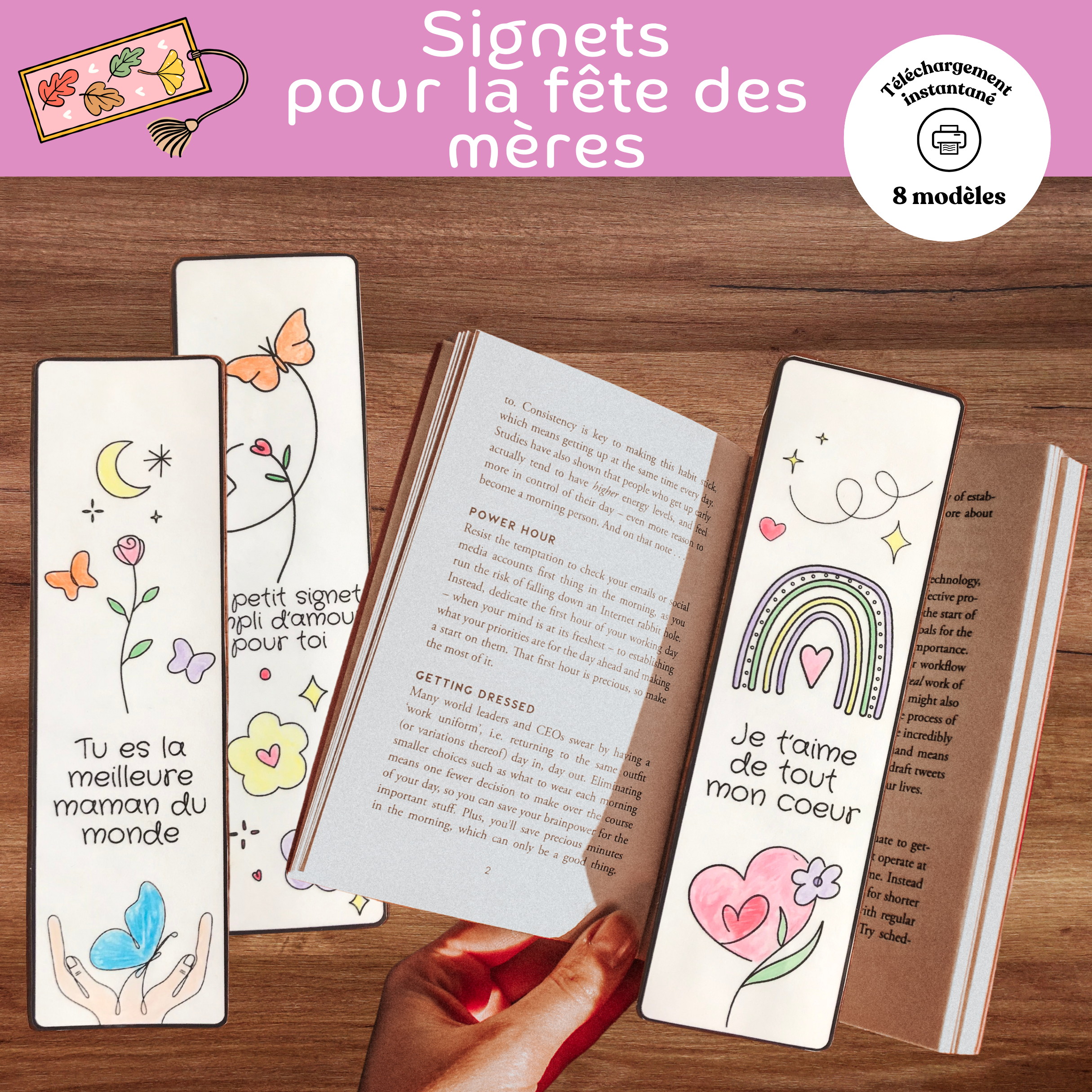 Signets à colorier et personnaliser pour fête des mères