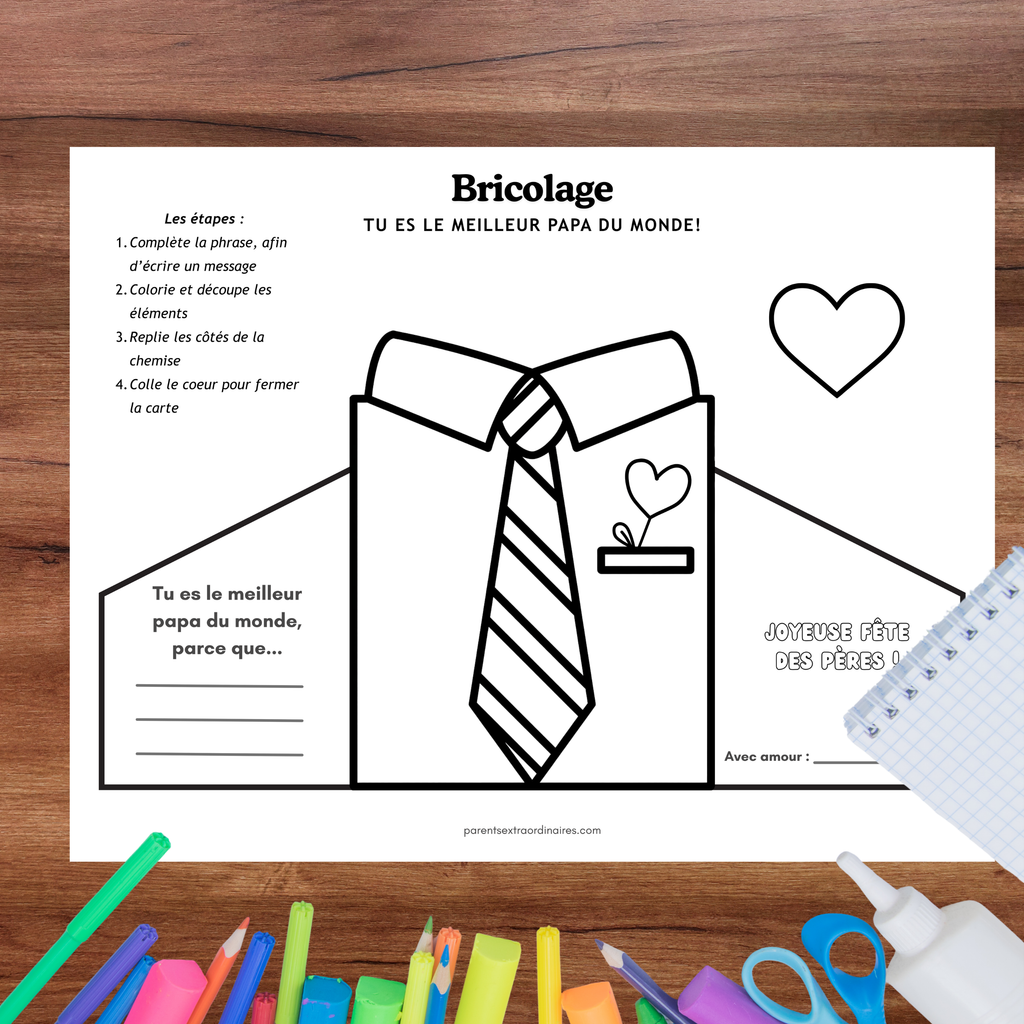 Bricolage chemise : tu es le meilleur papa du monde !
