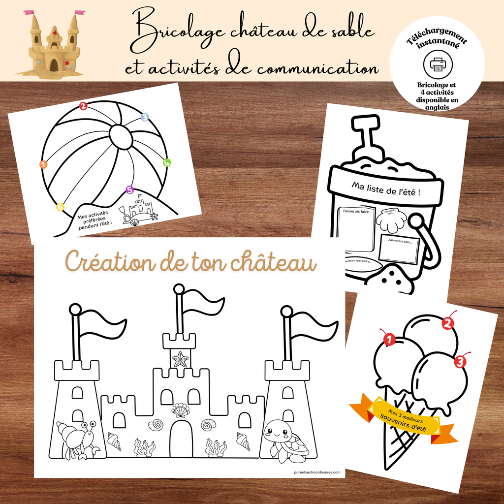 Bricolage château de sable et activités de communication