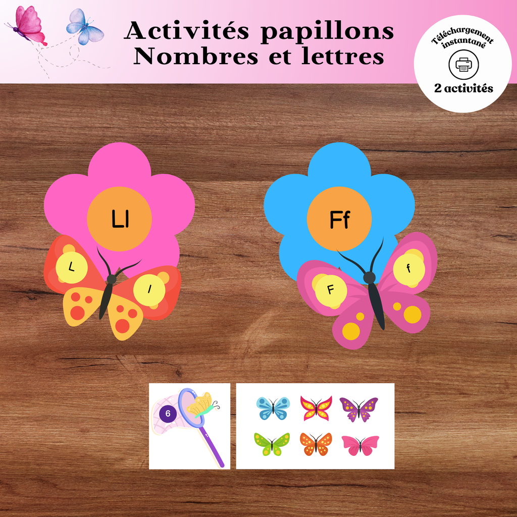 Activités papillons : nombres et lettres