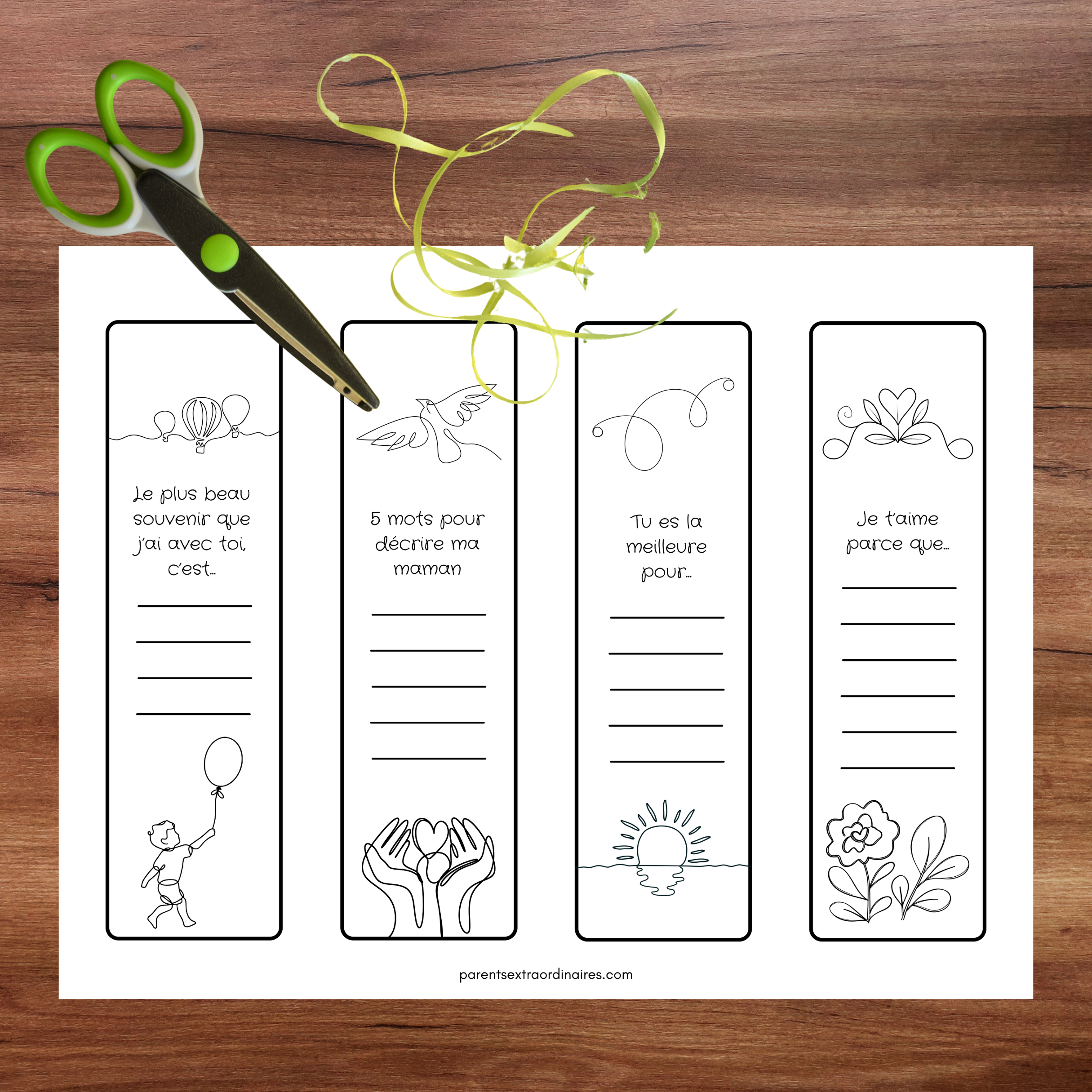Signets à colorier et personnaliser pour fête des mères