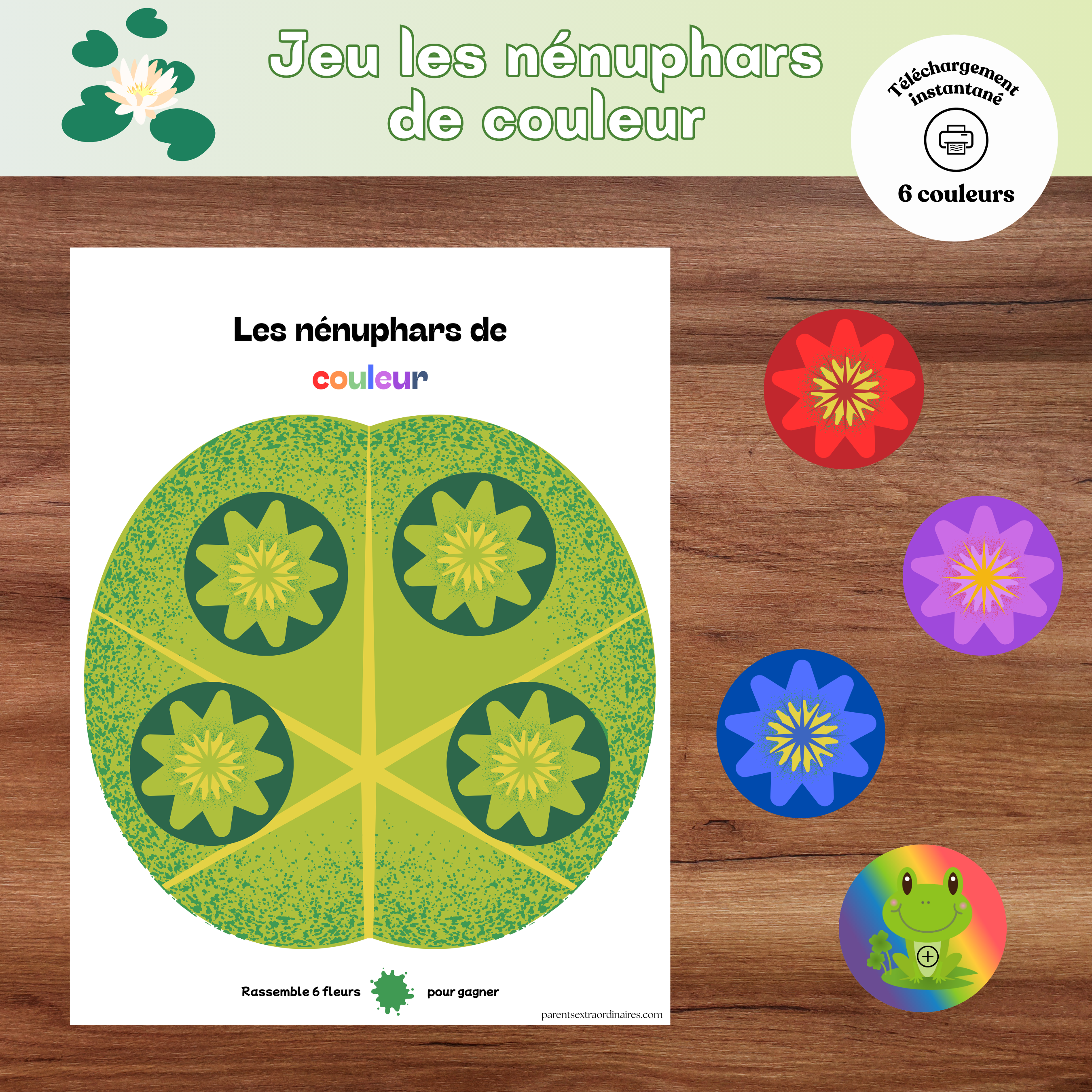 Jeu les nénuphars de couleur