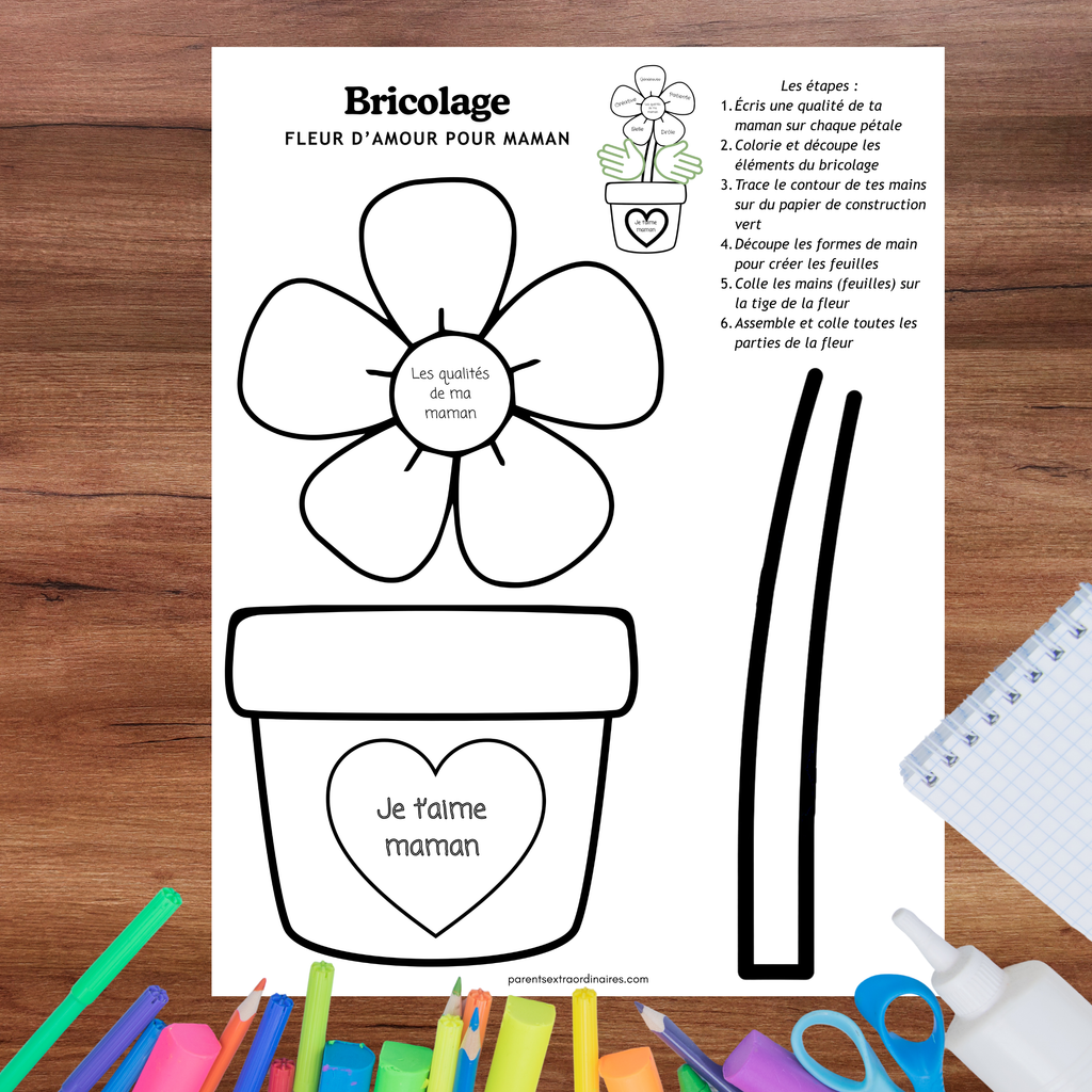 Bricolage fleur d'amour pour maman