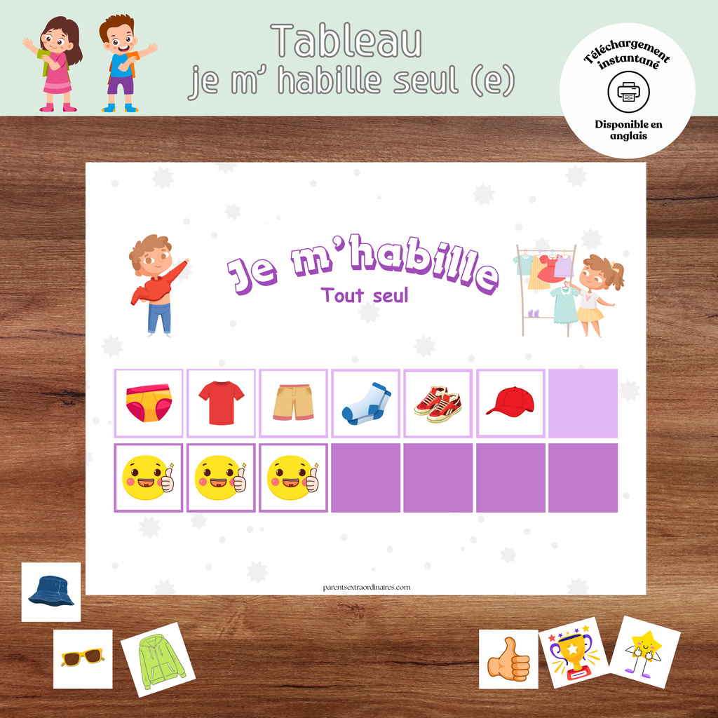 Tableau je m'habille seul(e)