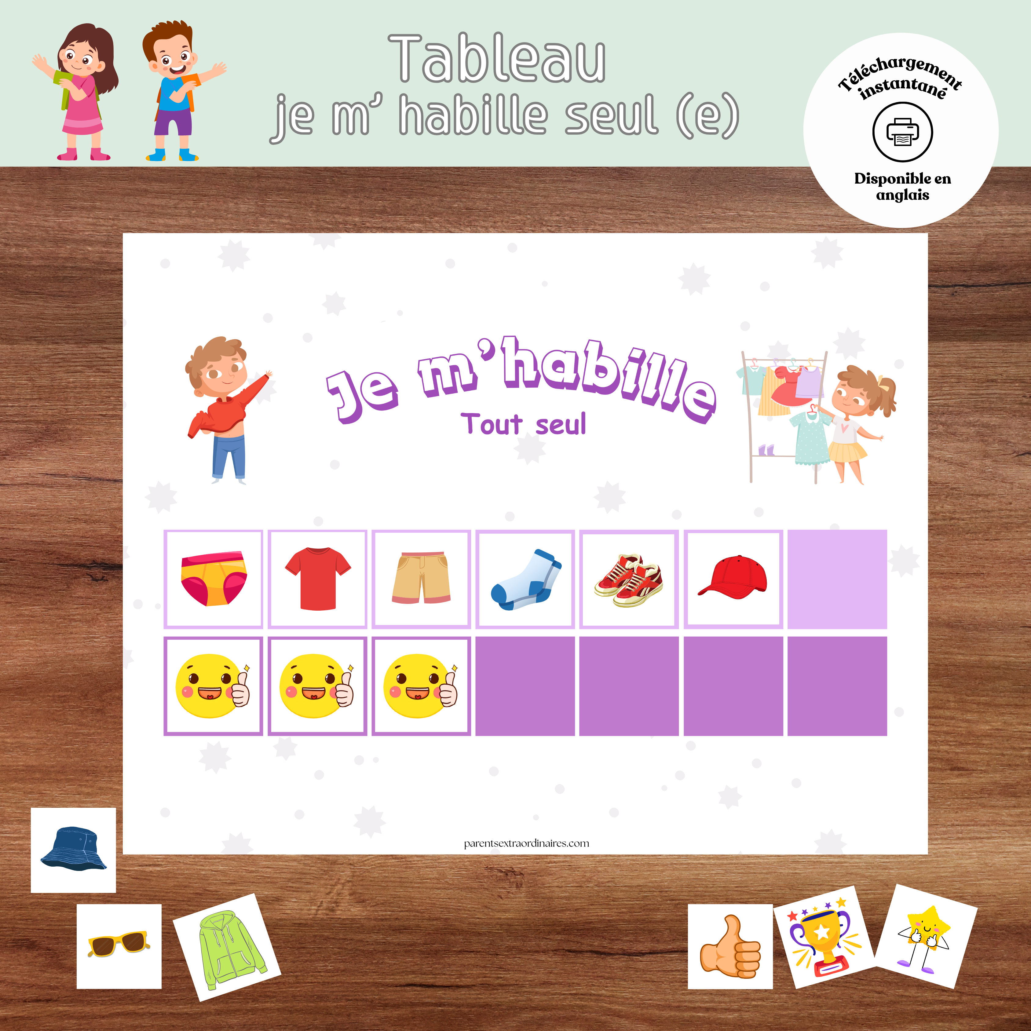 Tableau je m'habille seul(e)