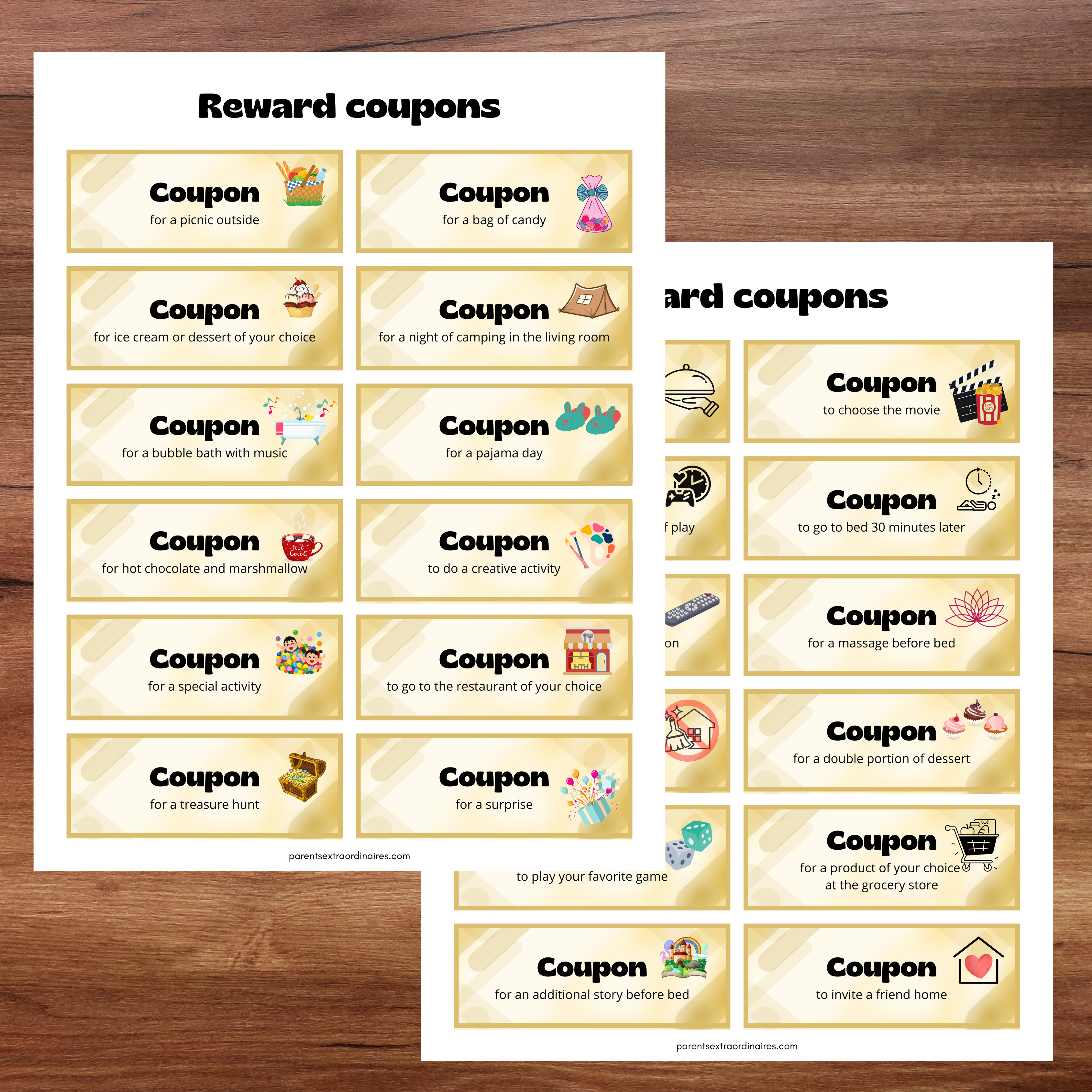 Coupons de récompense