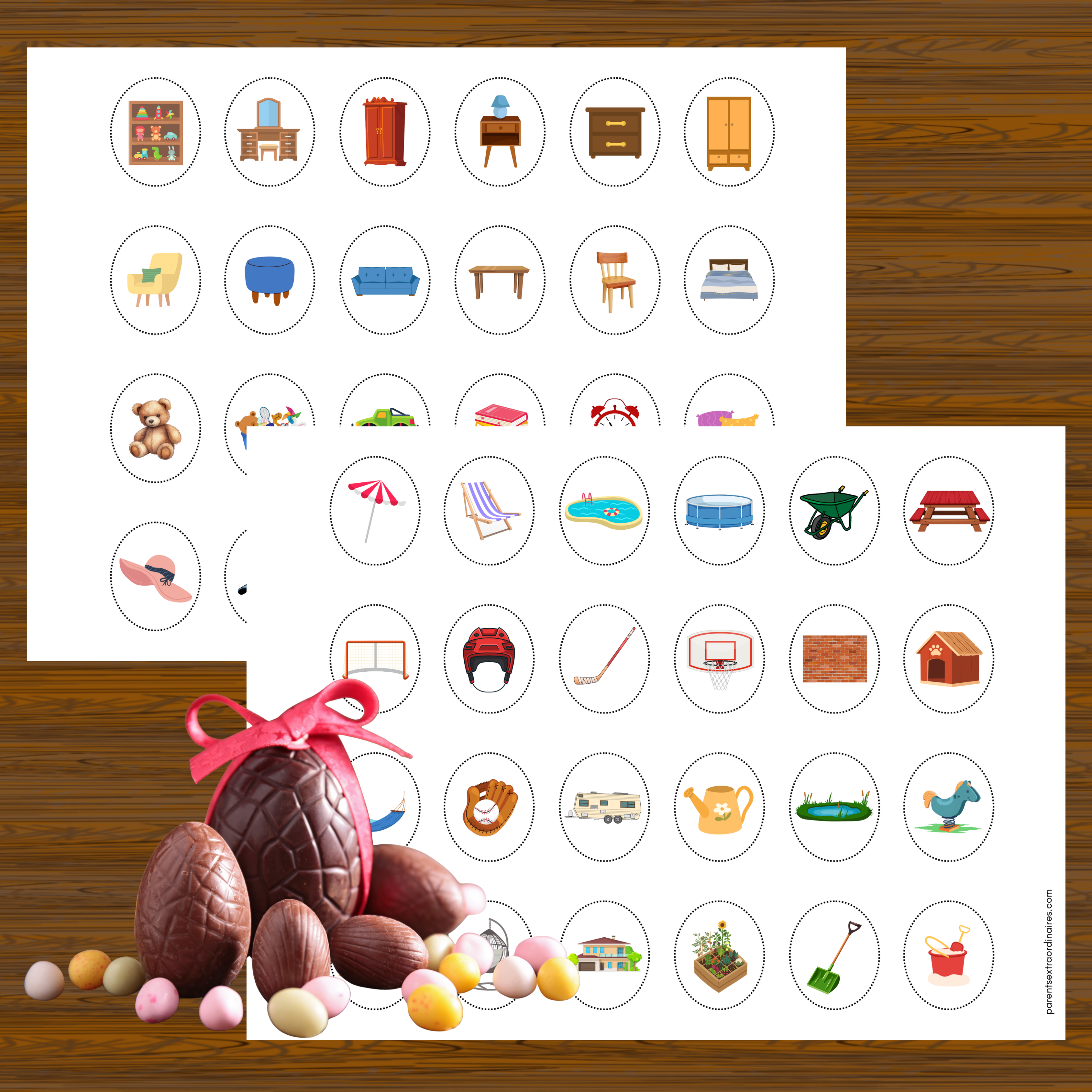 Carte pour chasse aux cocos de Pâques