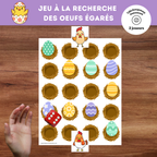 Jeu à la recherche des oeufs égarés