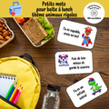 Petits mots pour boîte à lunch : thème animaux rigolos