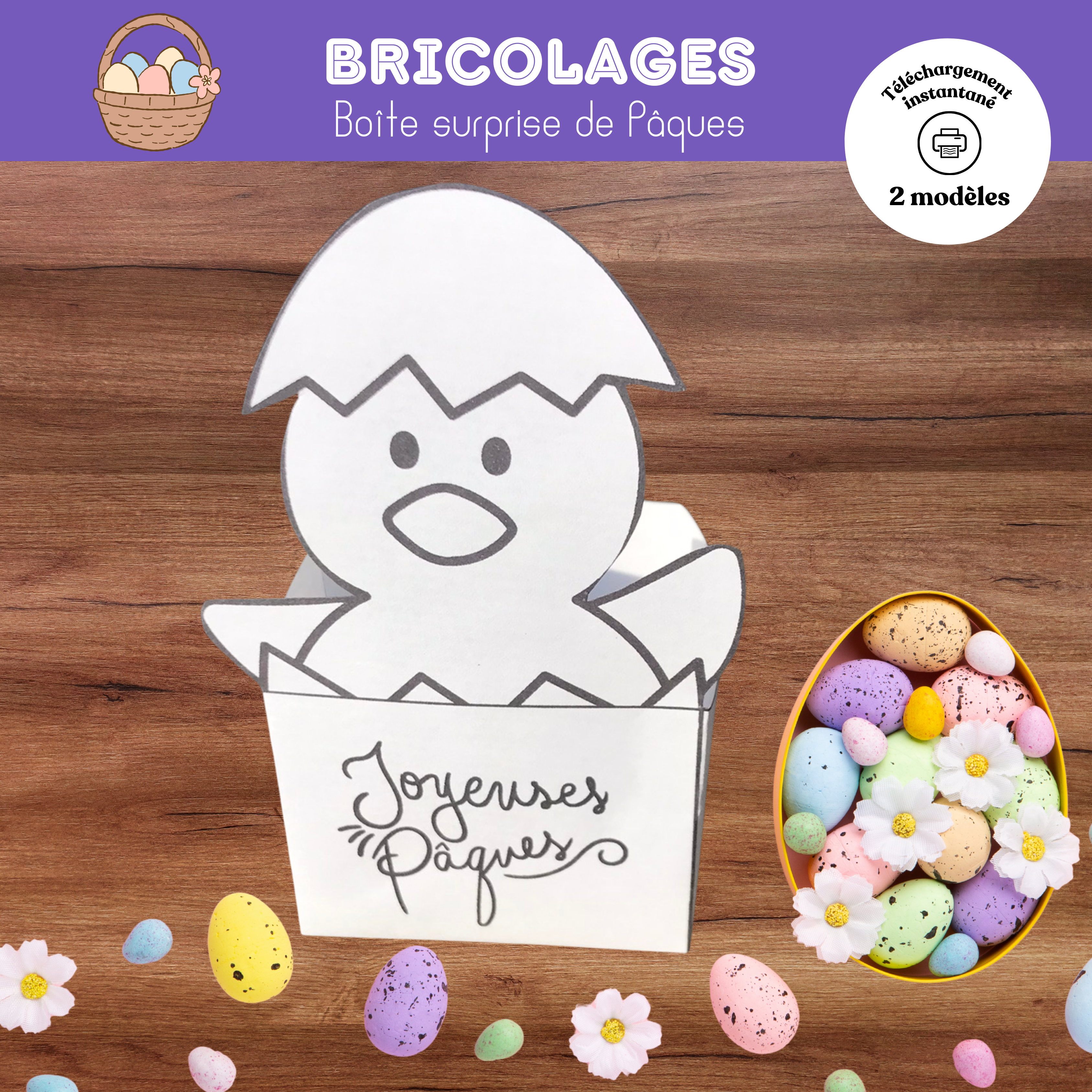 Bricolages boîte surprise de Pâques