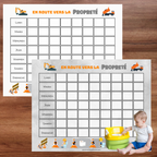 Tableau d'apprentissage de la propreté et certificat : thème construction