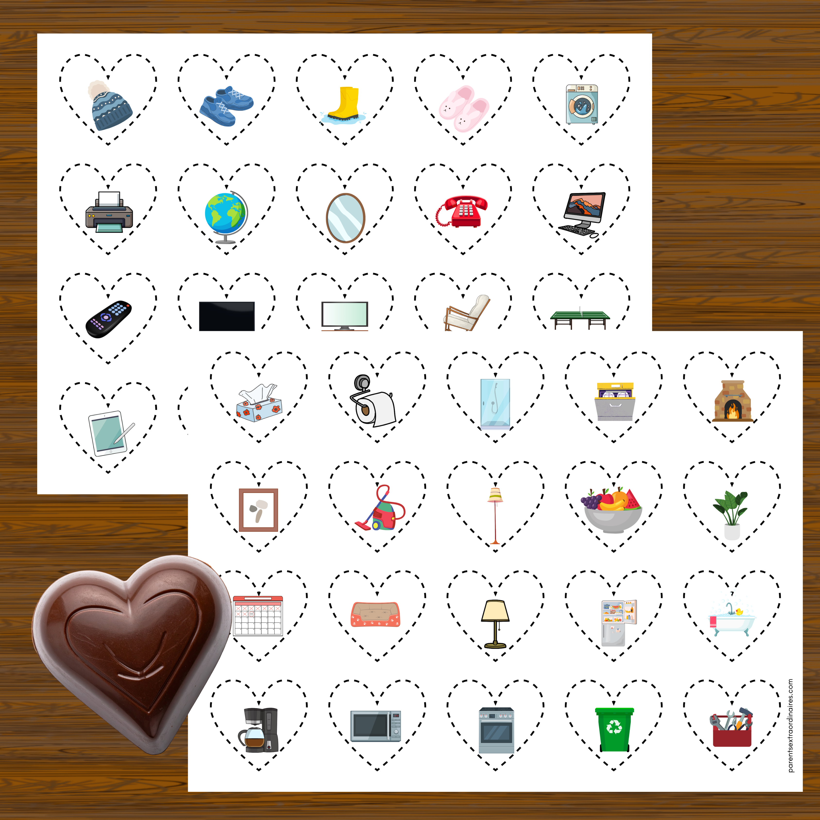 Carte pour chasse aux coeurs de Saint-Valentin
