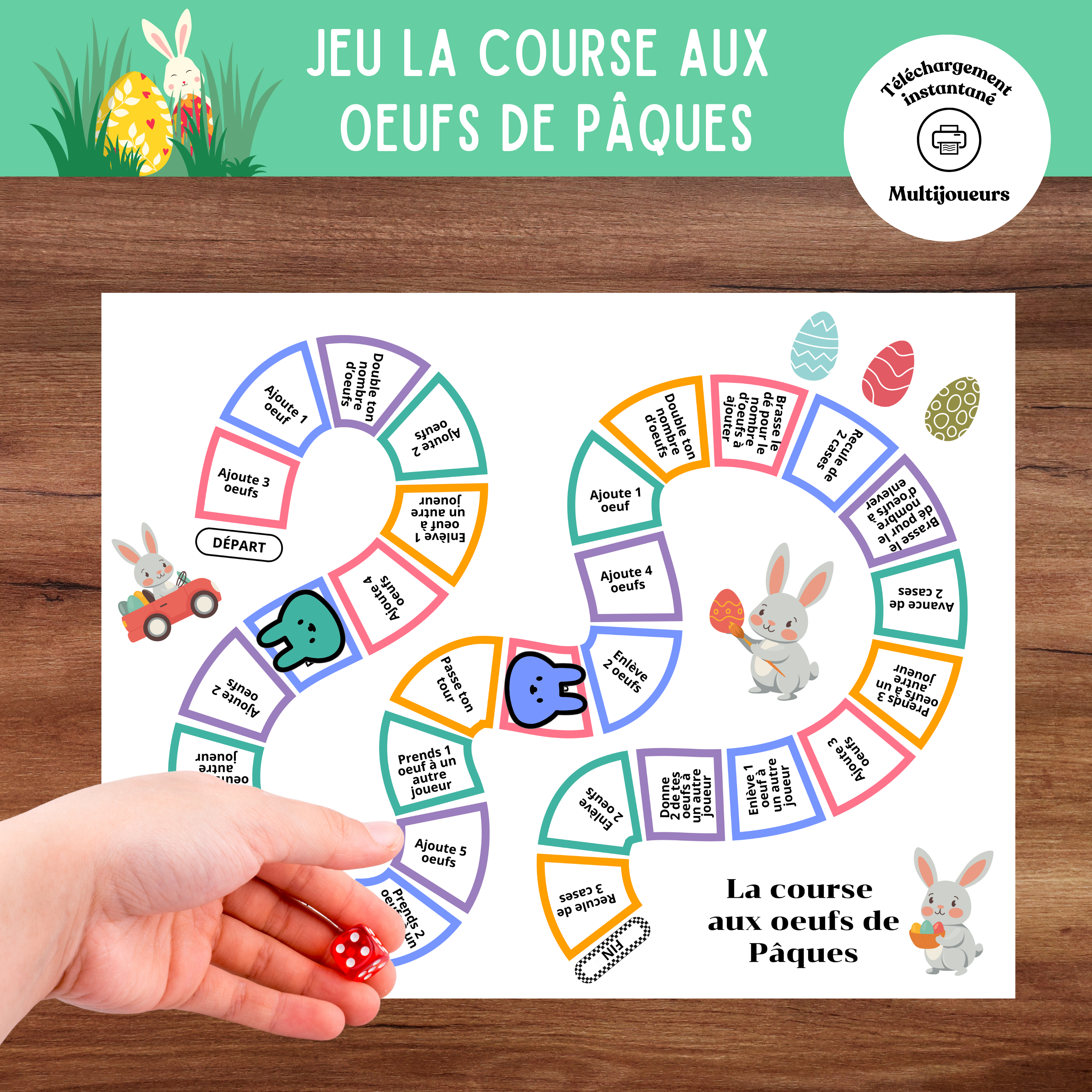 Jeu la course aux oeufs de Pâques