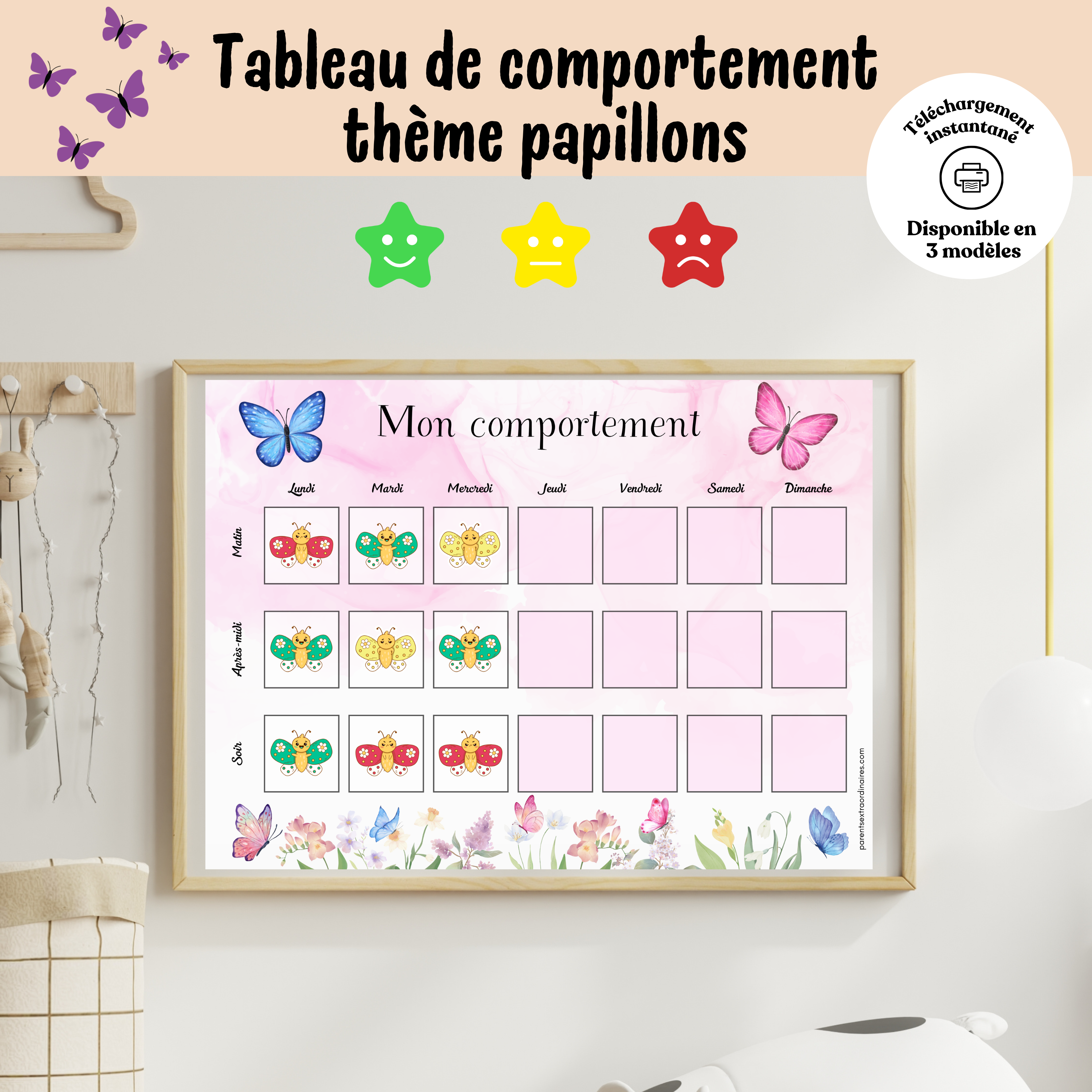 Tableau de comportement : thème papillons