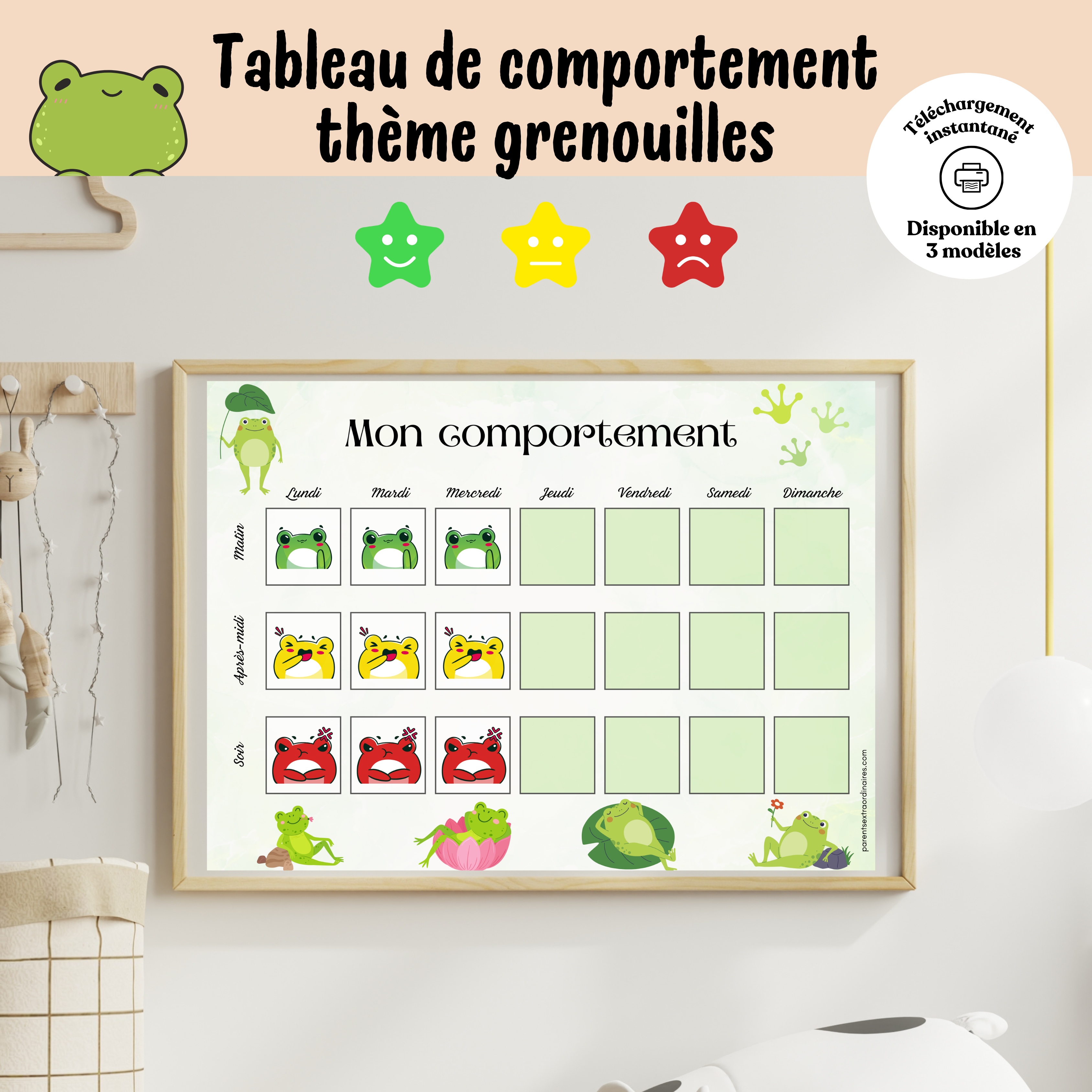 Tableau de comportement : thème grenouilles