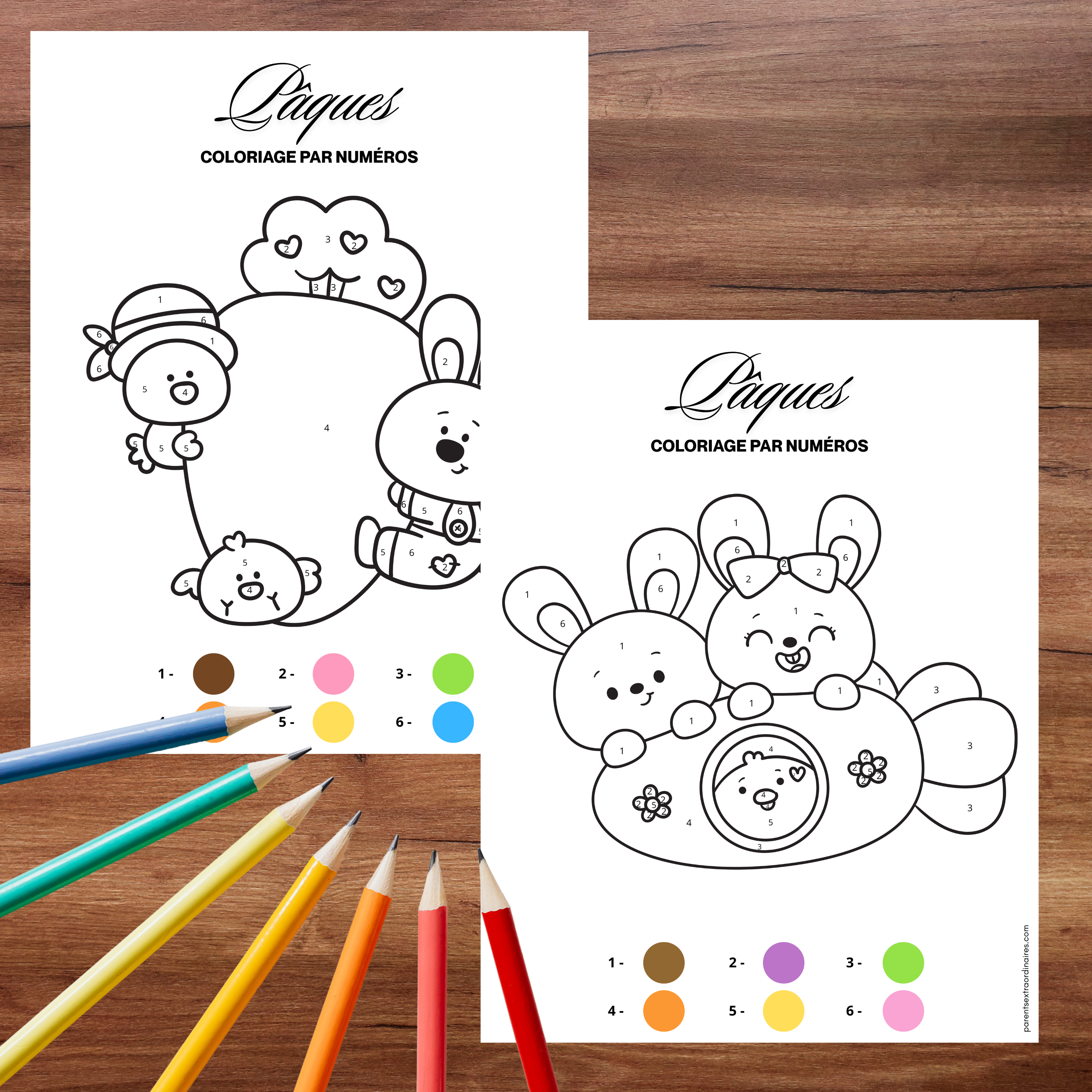 Coloriages par numéros : Thème Pâques