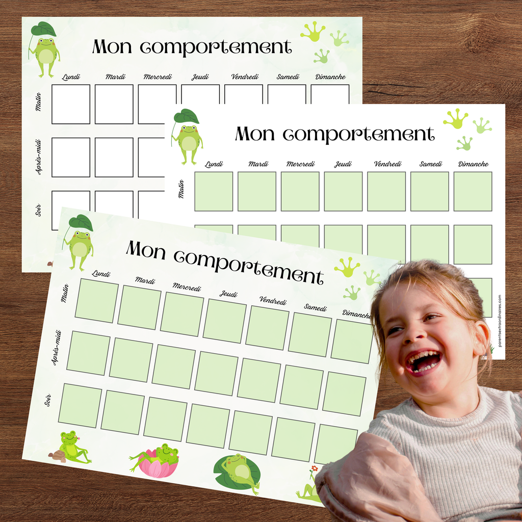 Tableau de comportement : thème grenouilles