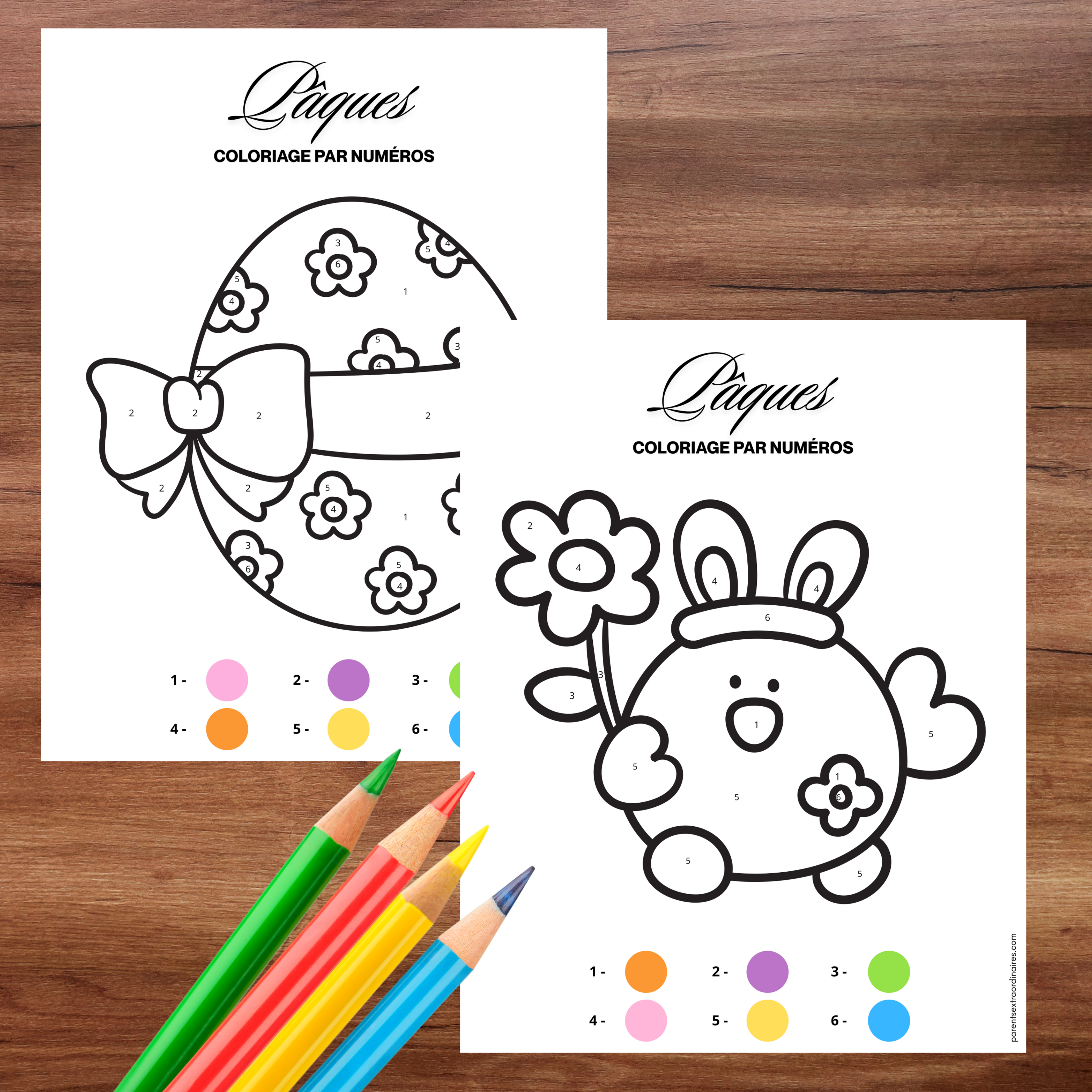 Coloriages par numéros : Thème Pâques