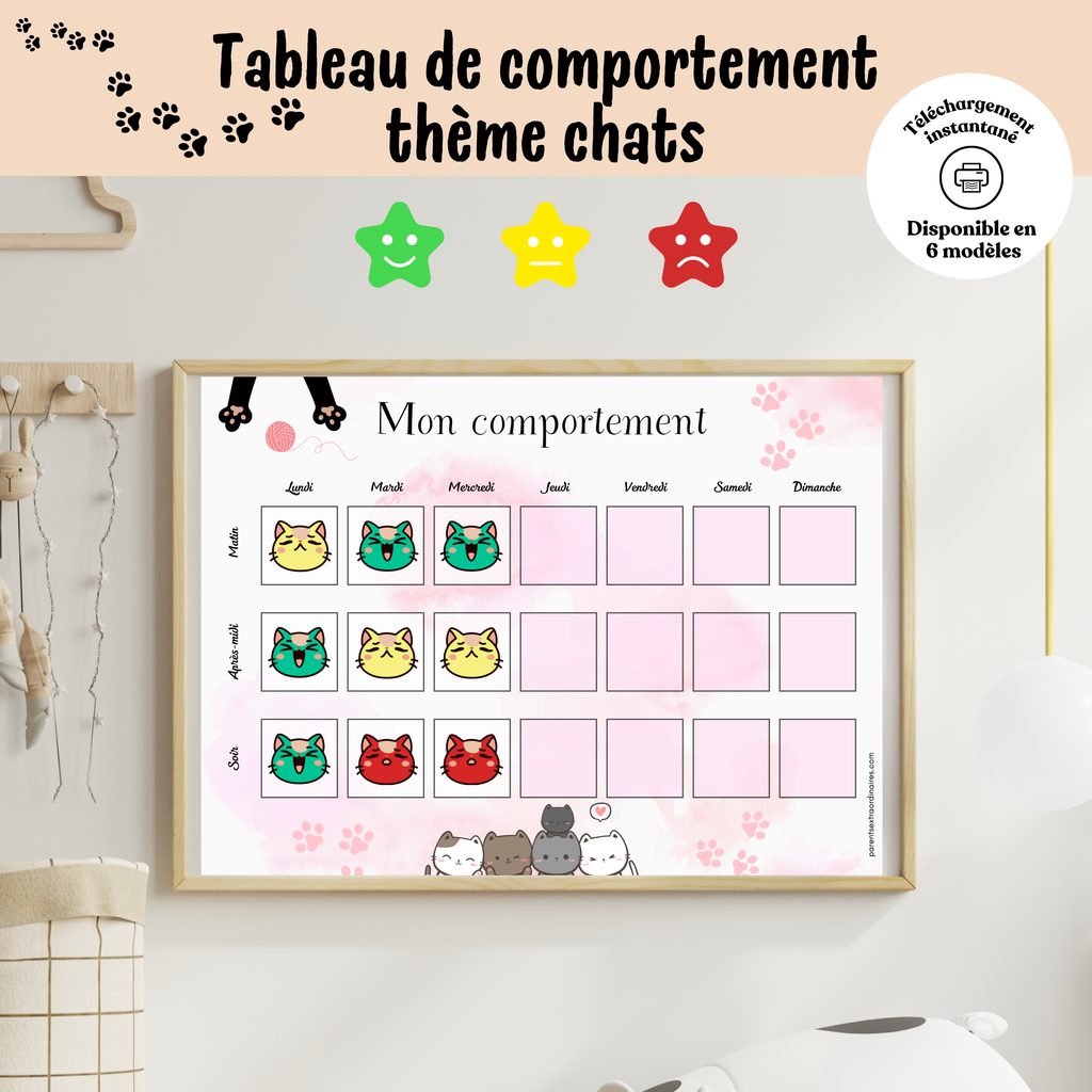 Tableau de comportement : thème chats