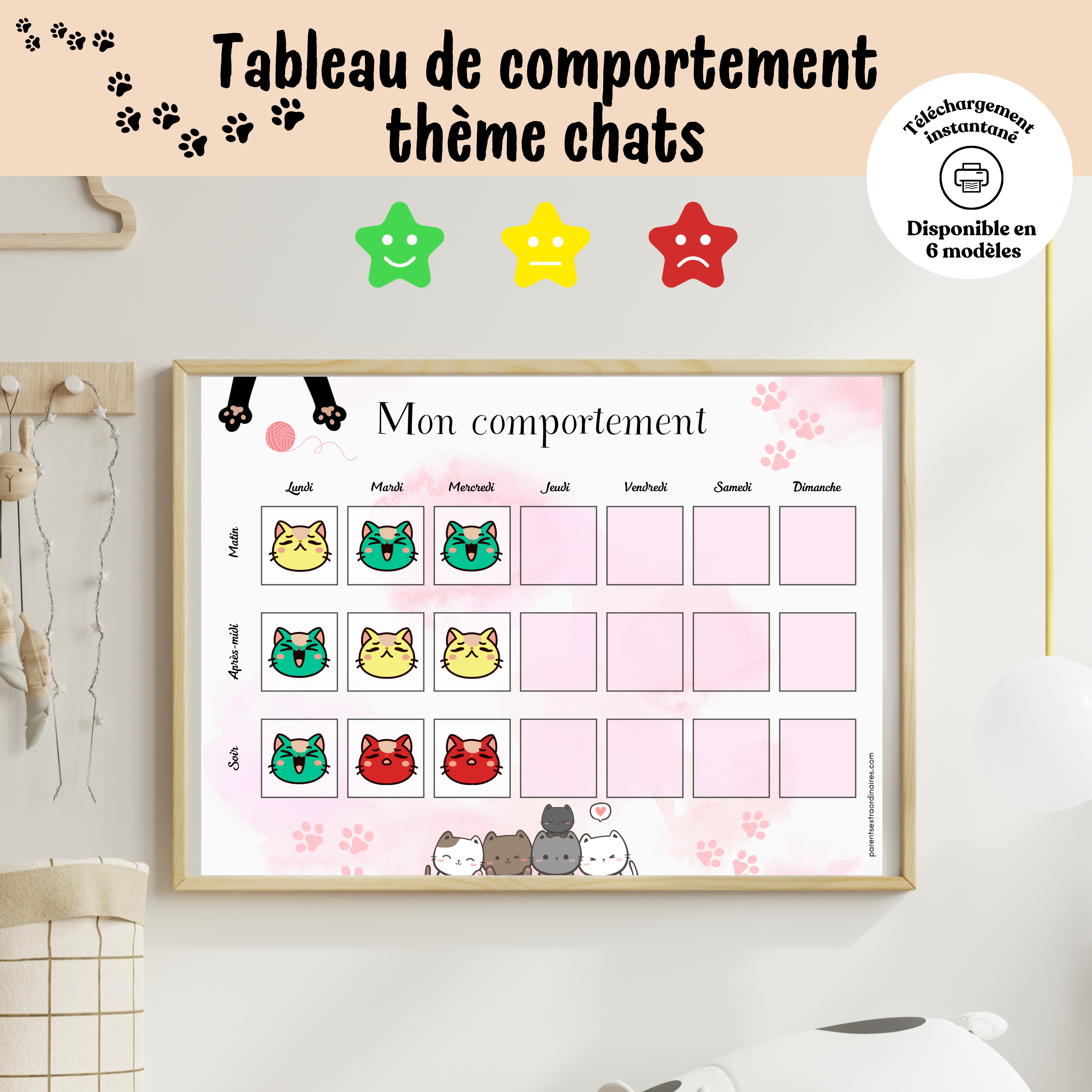 Tableau de comportement : thème chats
