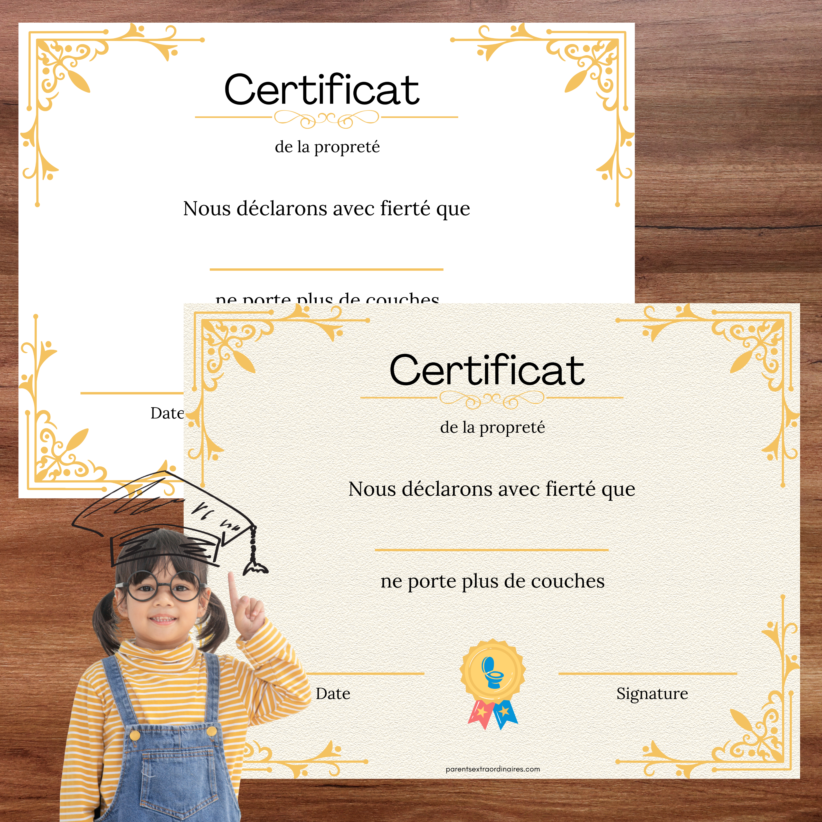 Tableau d'apprentissage de la propreté et certificat : thème construction