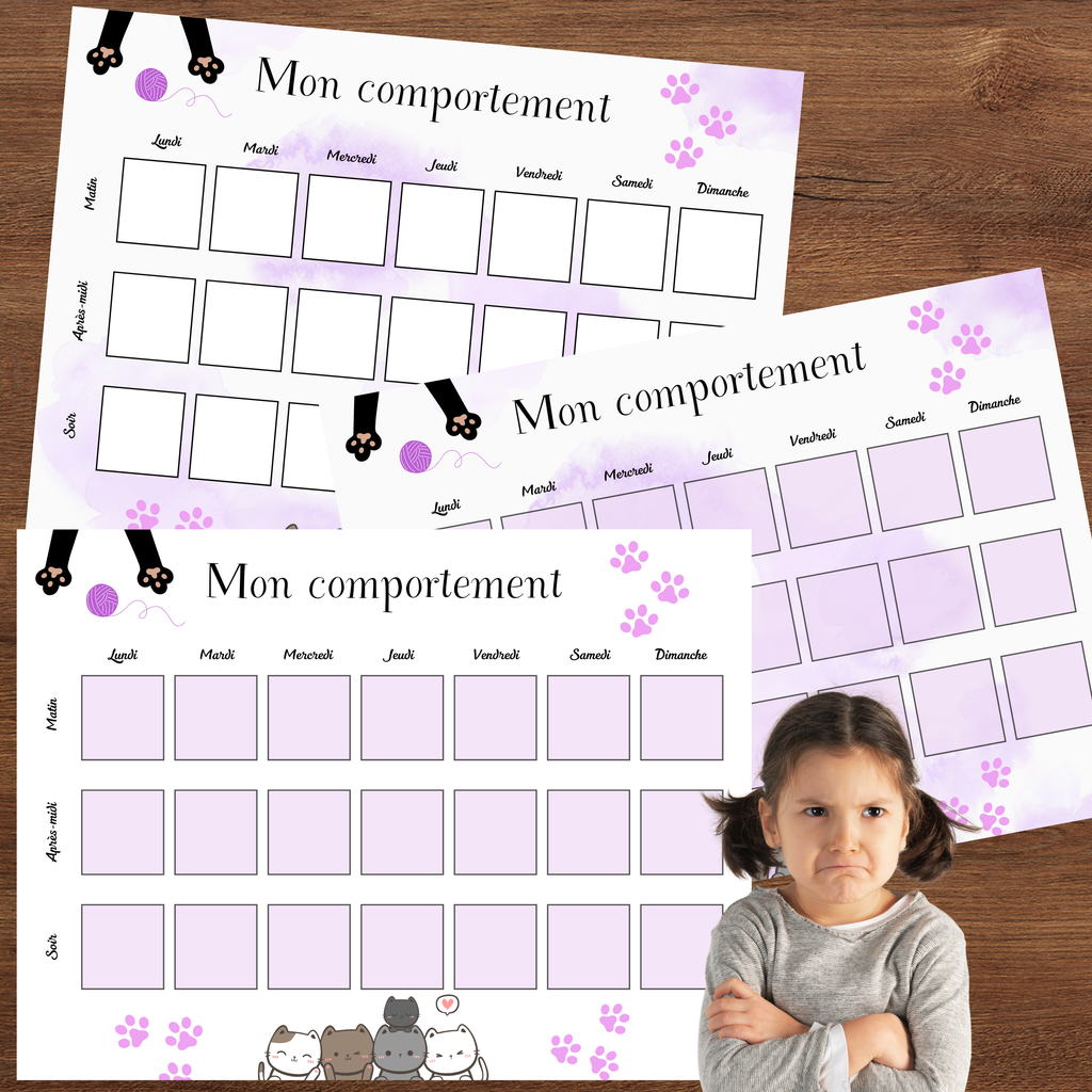 Tableau de comportement : thème chats