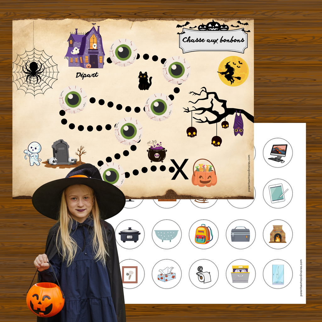 Carte pour chasse aux bonbons d'Halloween