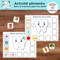 Activité d'associations aliments bons et mauvais pour les dents