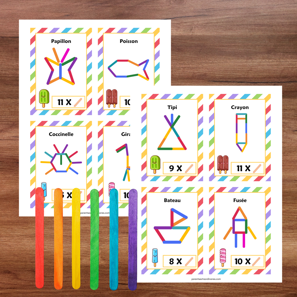 Activité bâtons de popsicle : cartes défis
