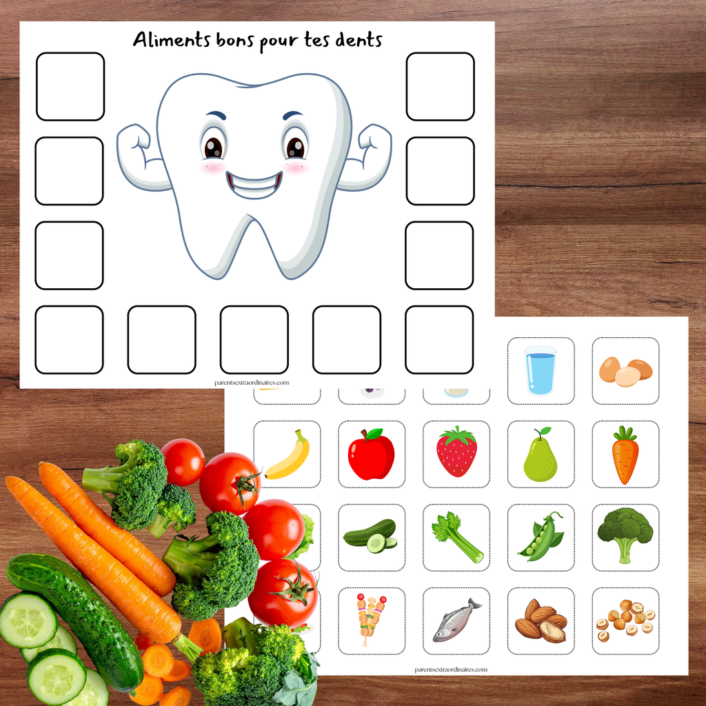 Activité d'associations aliments bons et mauvais pour les dents